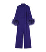 Marina Rinaldi Purple Feather-Trim Jumpsuit