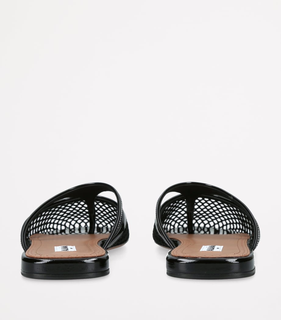 Alaïa Black Infradito Fishnet Flat Mules