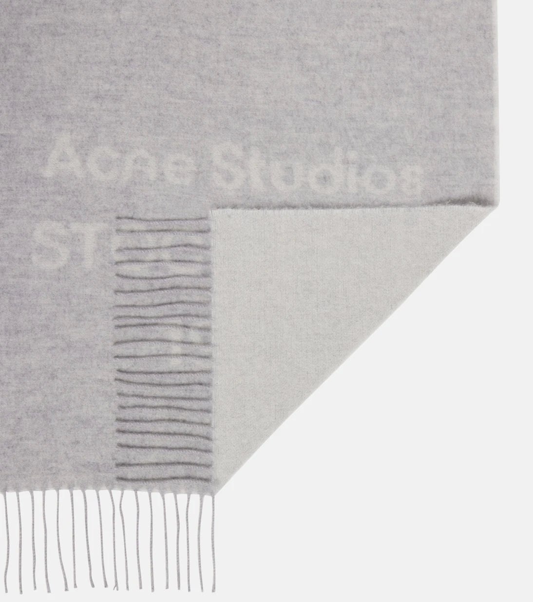 Acne Studios - وشاح جاكار صوف بشراشيب وشعار العلامة