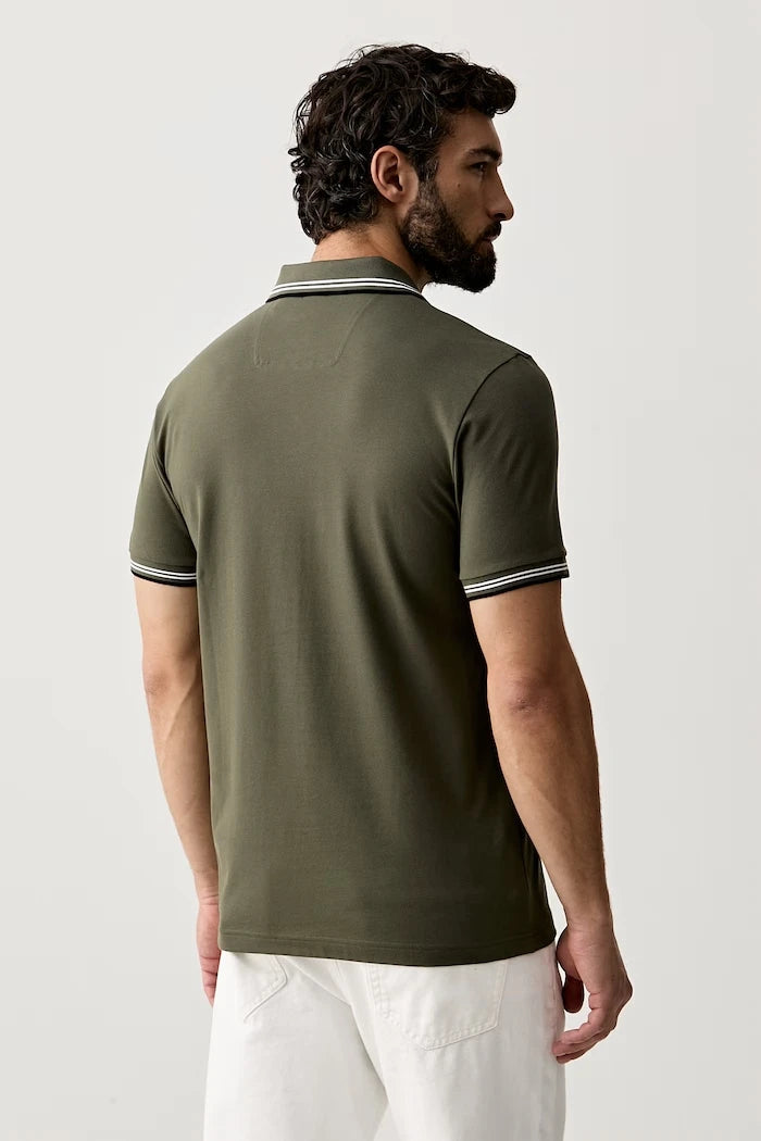 BOSS Green yakalı pamuklu erkek tişört Paul