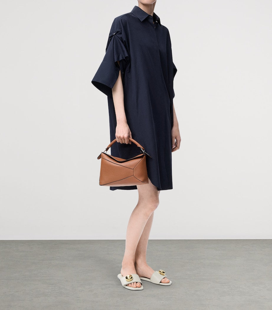 LOEWE Navy Cotton Mini Shirt Dress