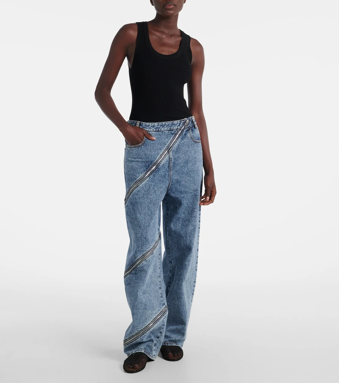 Alaïa - Spiral high-rise wide-leg jeans