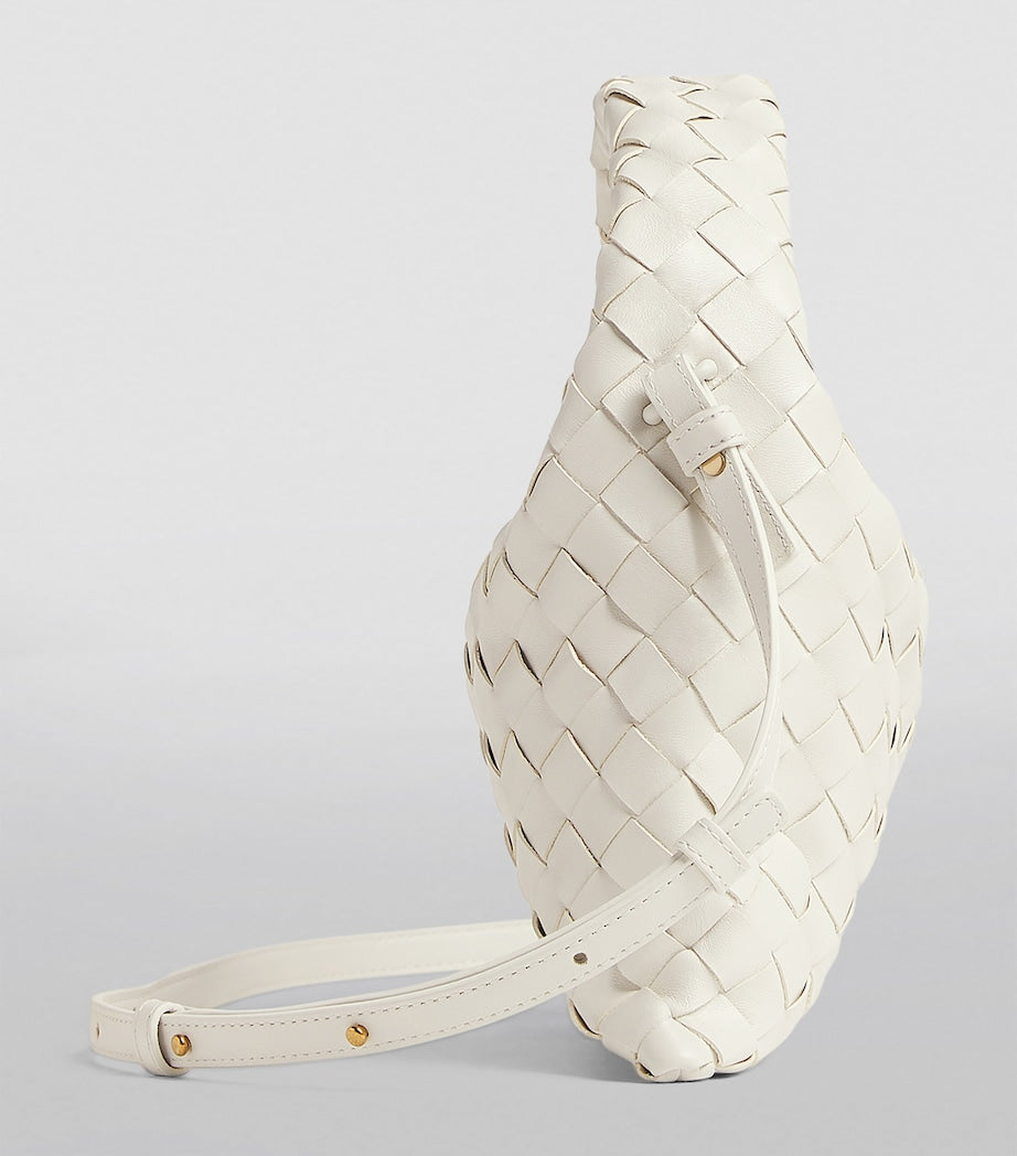 Bottega Veneta White Small Leather Hop Cross-Body Bag