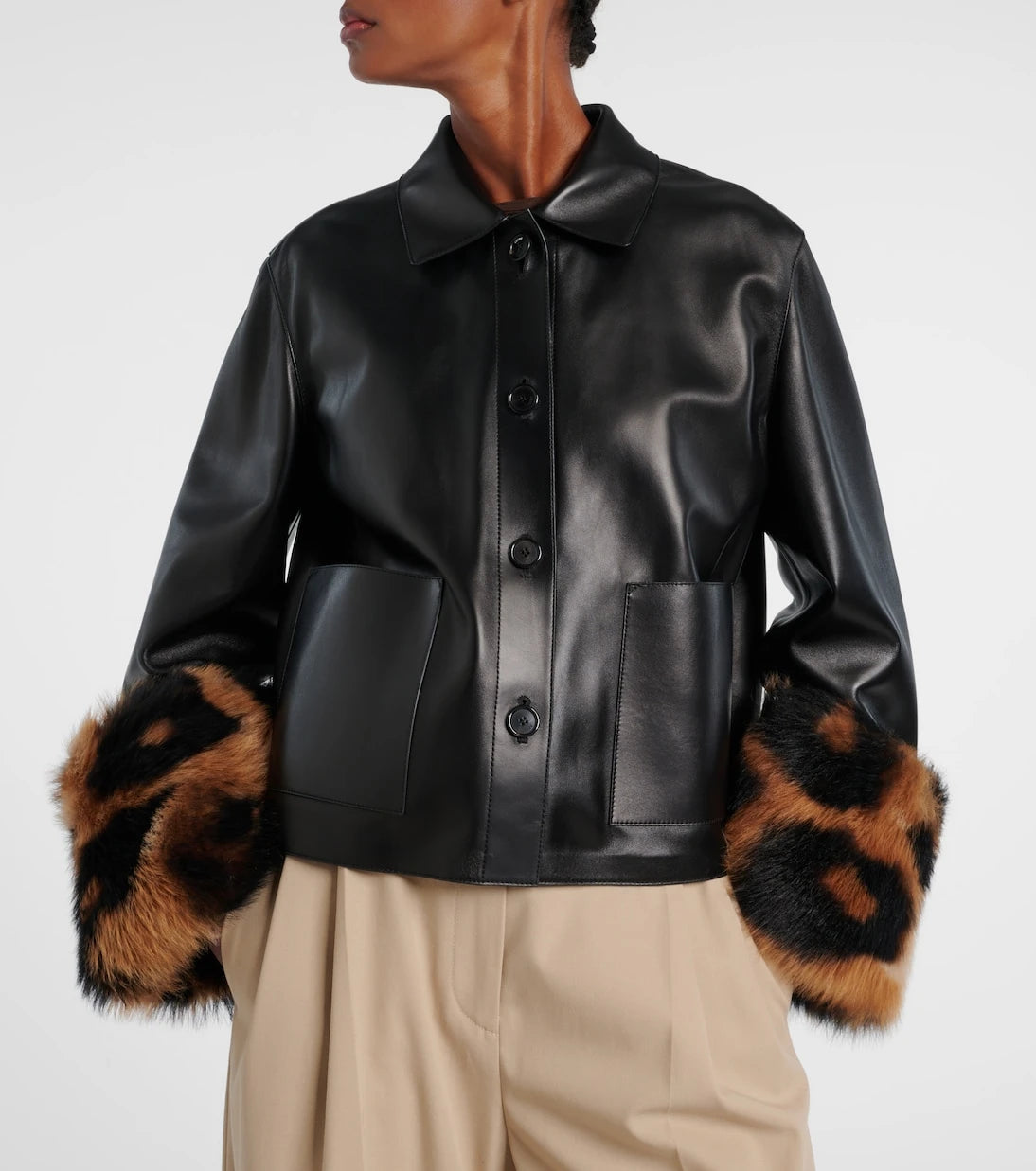 Loewe - Shearling-trimmed leather jacket