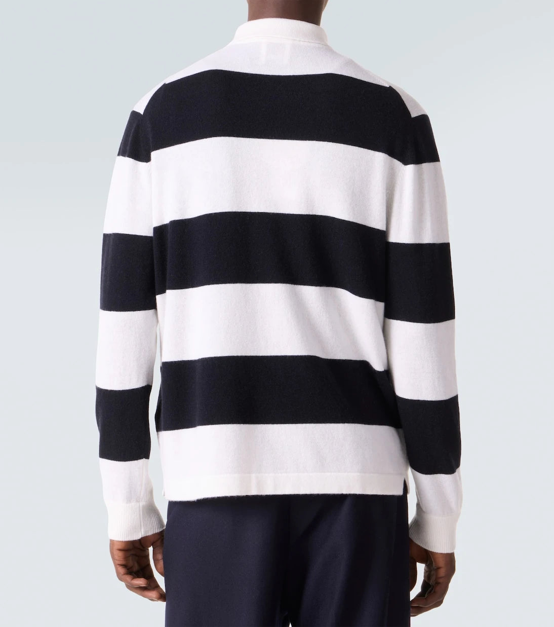 Allude - Striped wool and cashmere polo sweater