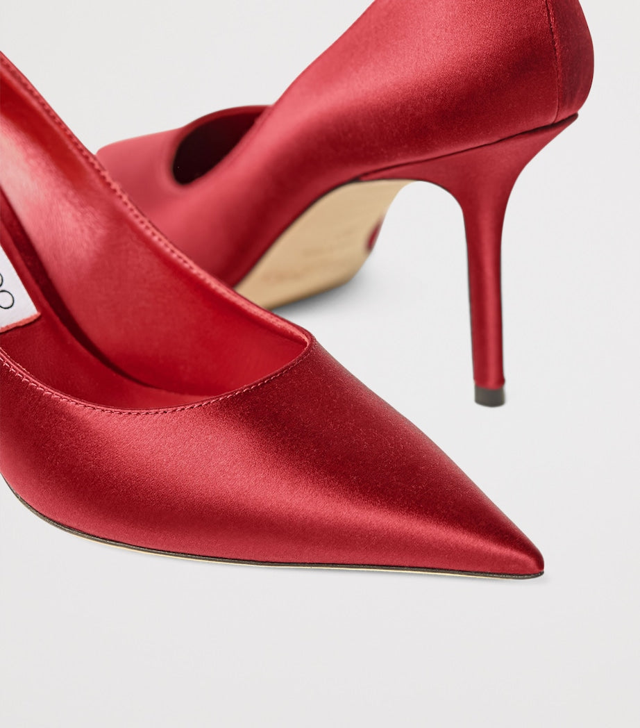 Jimmy Choo Red Love 85 Satin Pumps