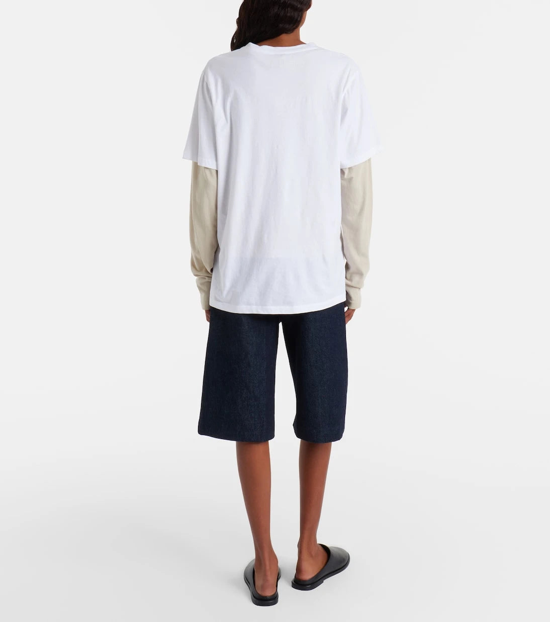 Frame - Tailored low-rise denim wide-leg shorts