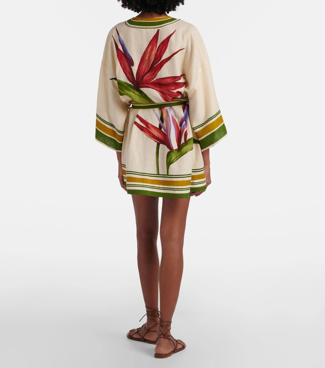 Farm Rio - Strilitizia floral linen-blend kaftan