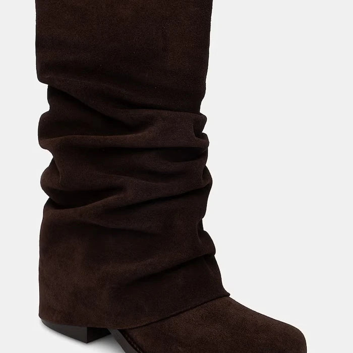 Billi Bi diz altı kadın süet çizmeler Brown suede