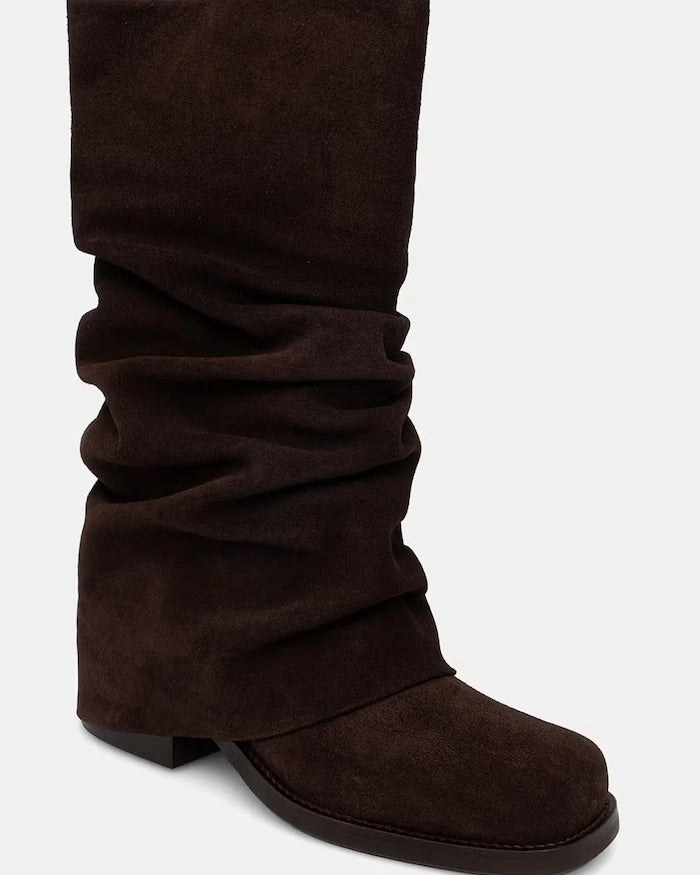 Billi Bi diz altı kadın süet çizmeler Brown suede