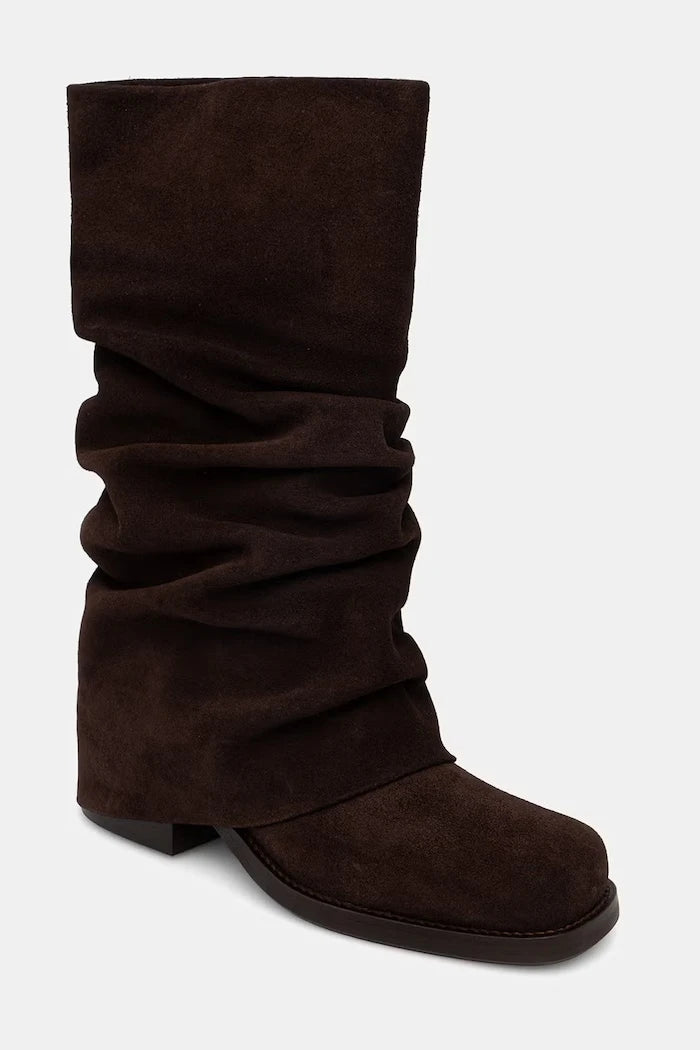 Billi Bi diz altı kadın süet çizmeler Brown suede
