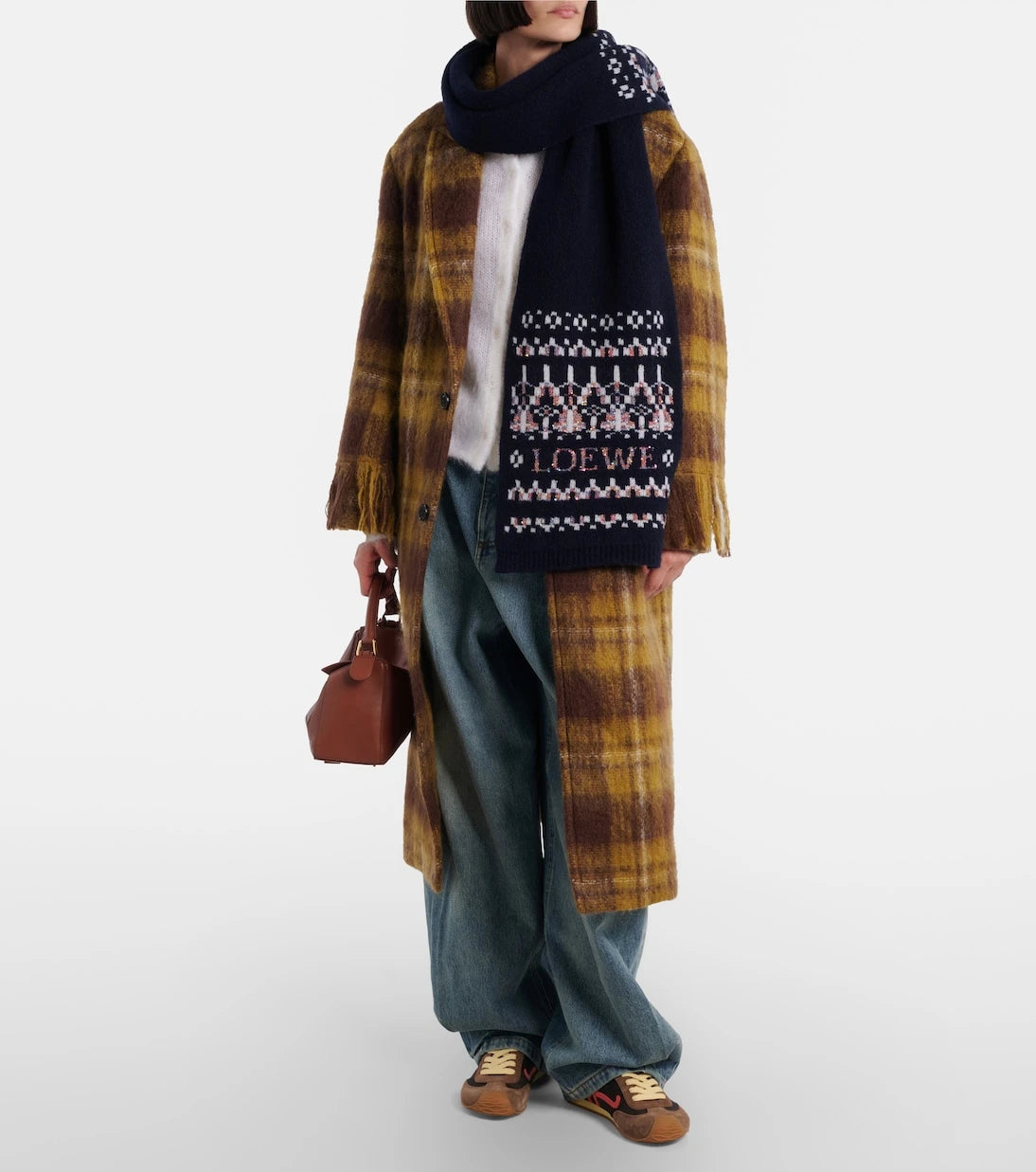 Loewe - وشاح جاكار لوغو من مزيج الصوف المطرّز بالترتر