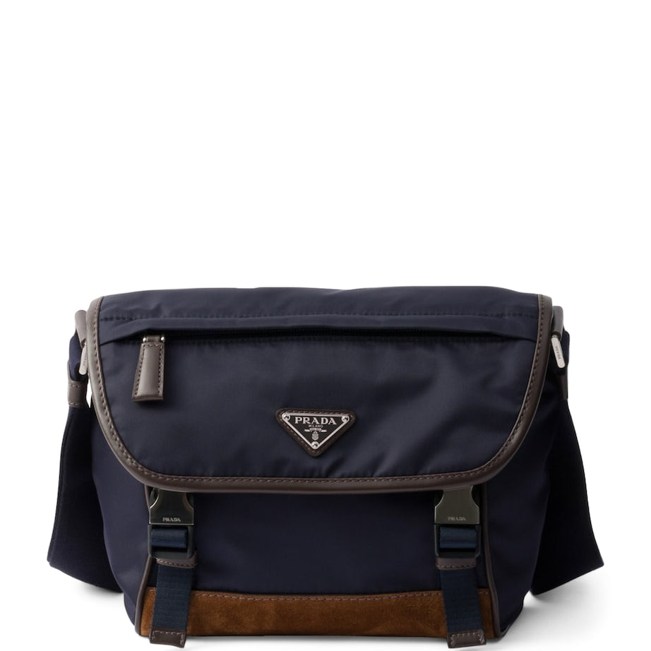 Prada Small Re-Nylon and Leather Messenger Bag