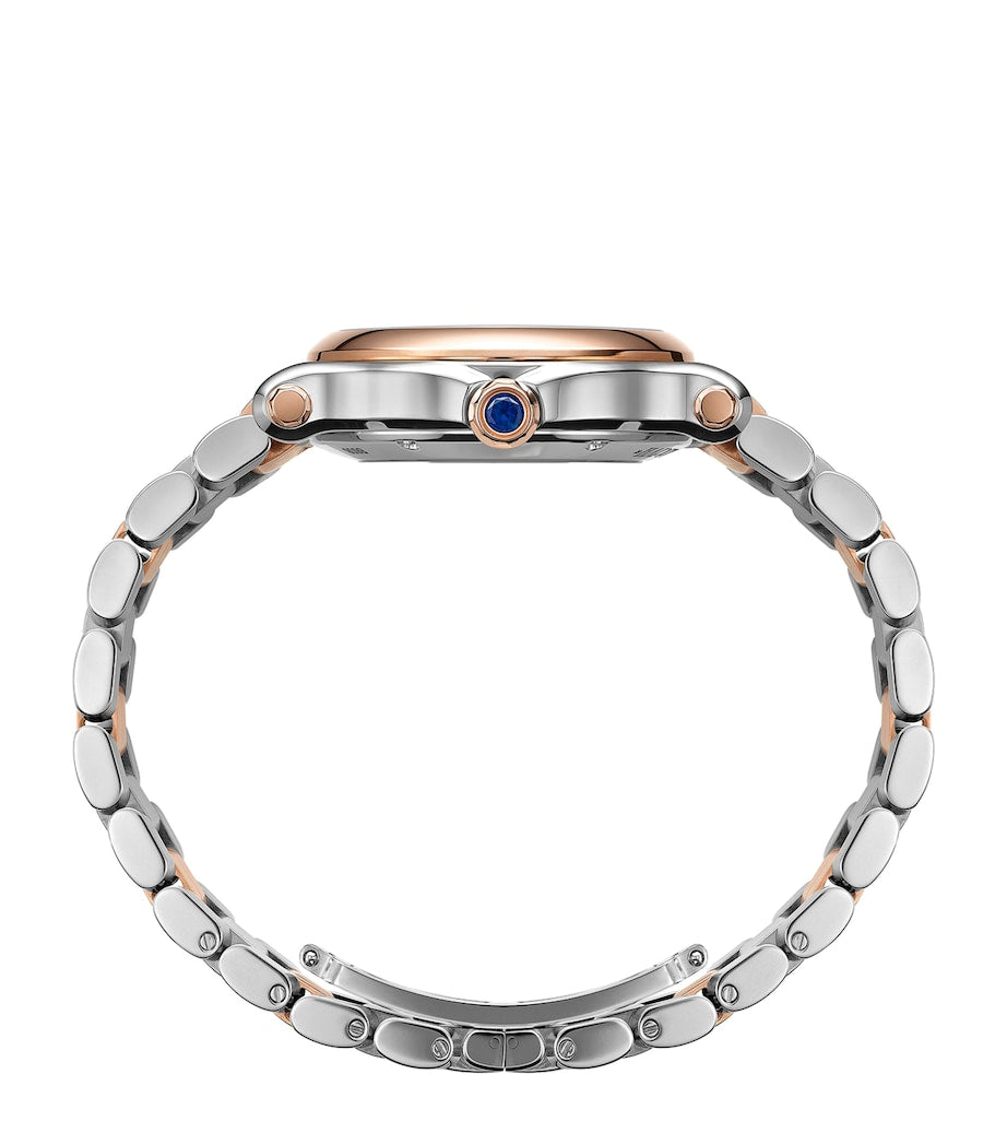 Rose Gold, Stainless Steel and Diamond Happy Sport Automatic Watch 33mm