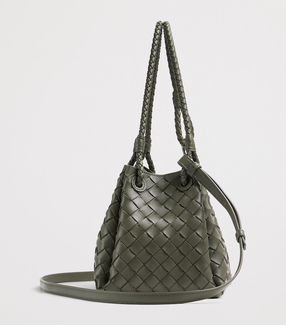 Intrecciato Leather Parachute Shoulder Bag