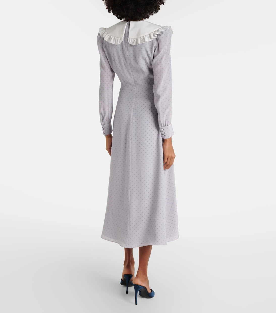 Alessandra Rich - Polka-dot ruffled silk midi dress
