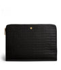 Black Large Croc-Embossed Leather Pouch