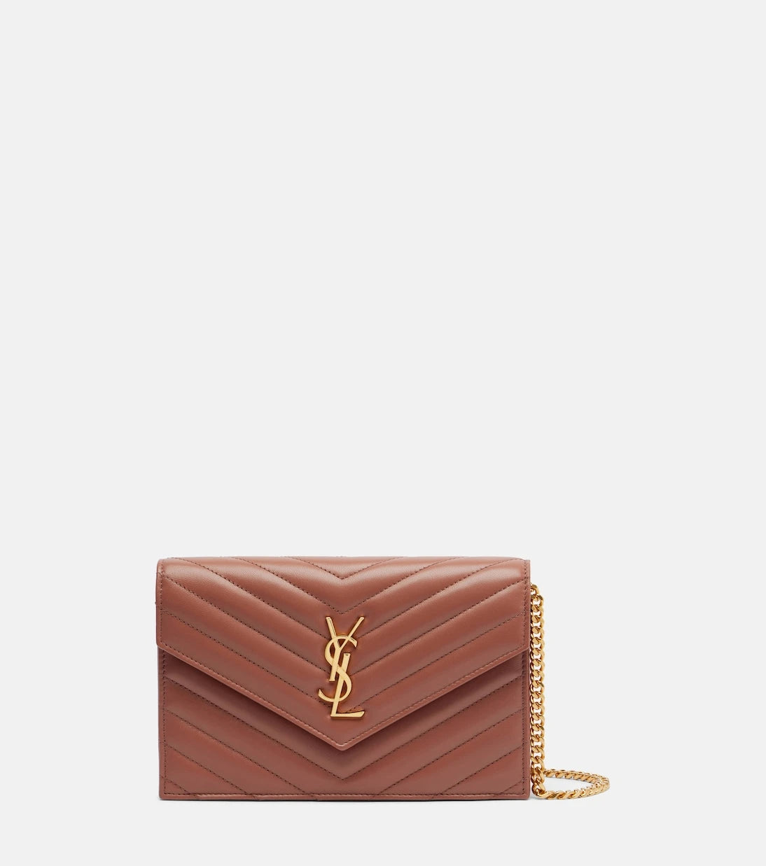 Saint Laurent - Cassandre matelassé leather wallet on chain
