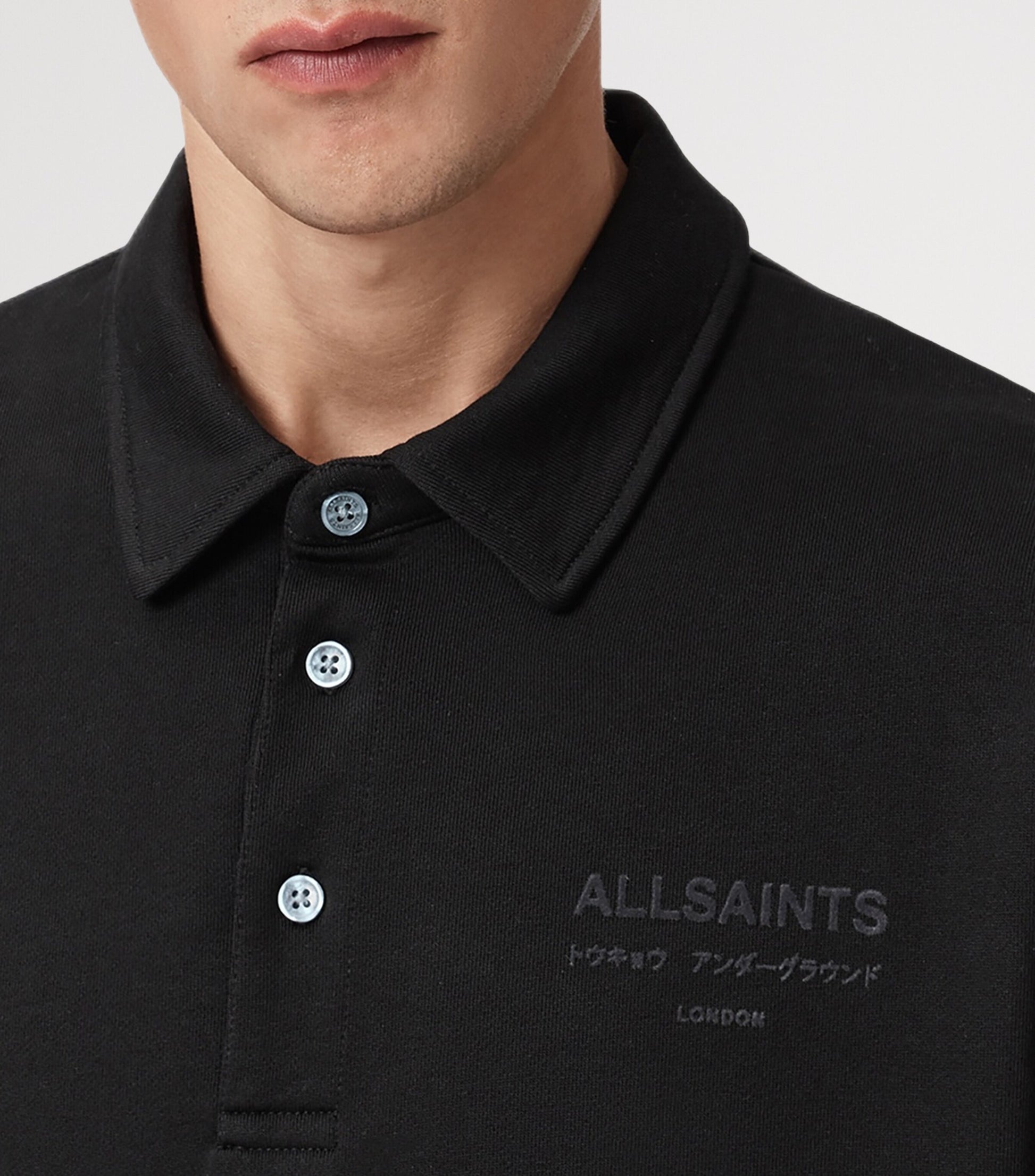 Black Cotton Xander Polo Sweatshirt