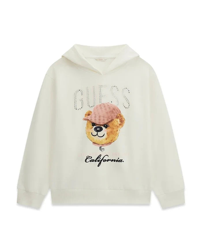 Guess çocuklar için pamuklu kapüşonlu sweatshirt