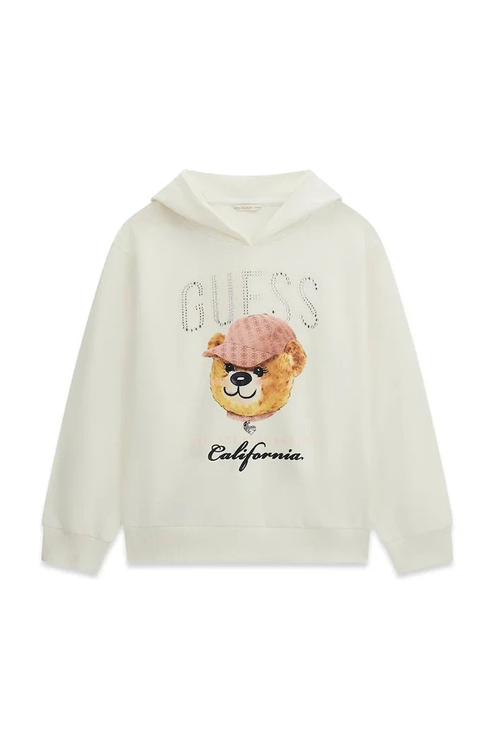 Guess çocuklar için pamuklu kapüşonlu sweatshirt