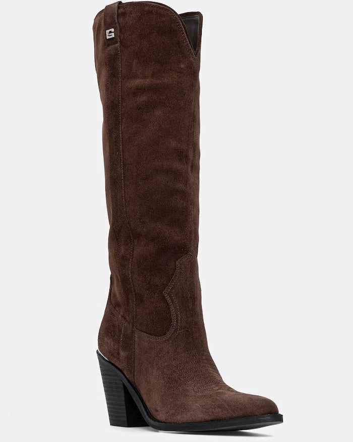 Guess каубойски ботуши дамски от велур SASHAN2