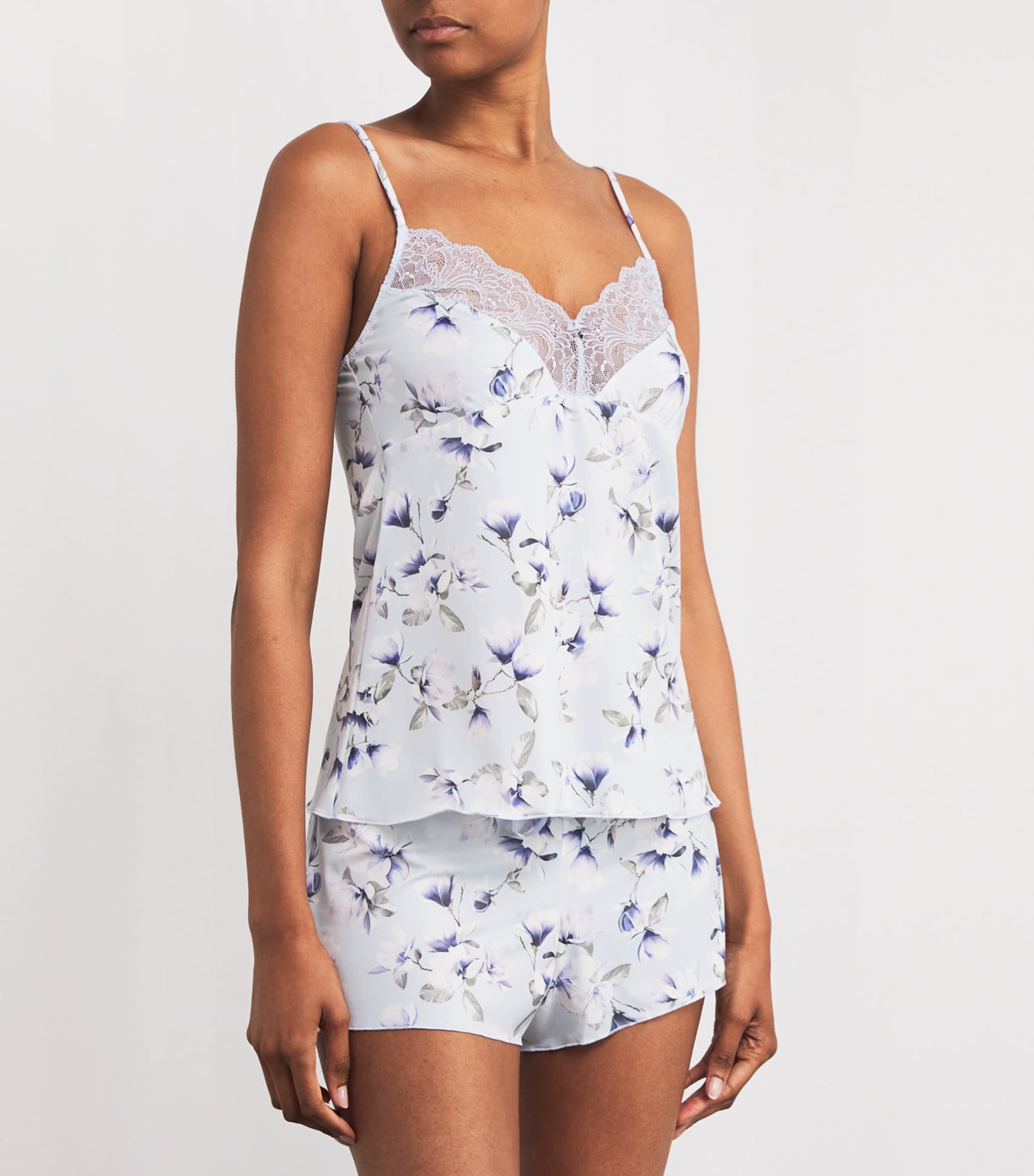 Fantasie Blue Lace-Trim Floral Lucia Camisole Top