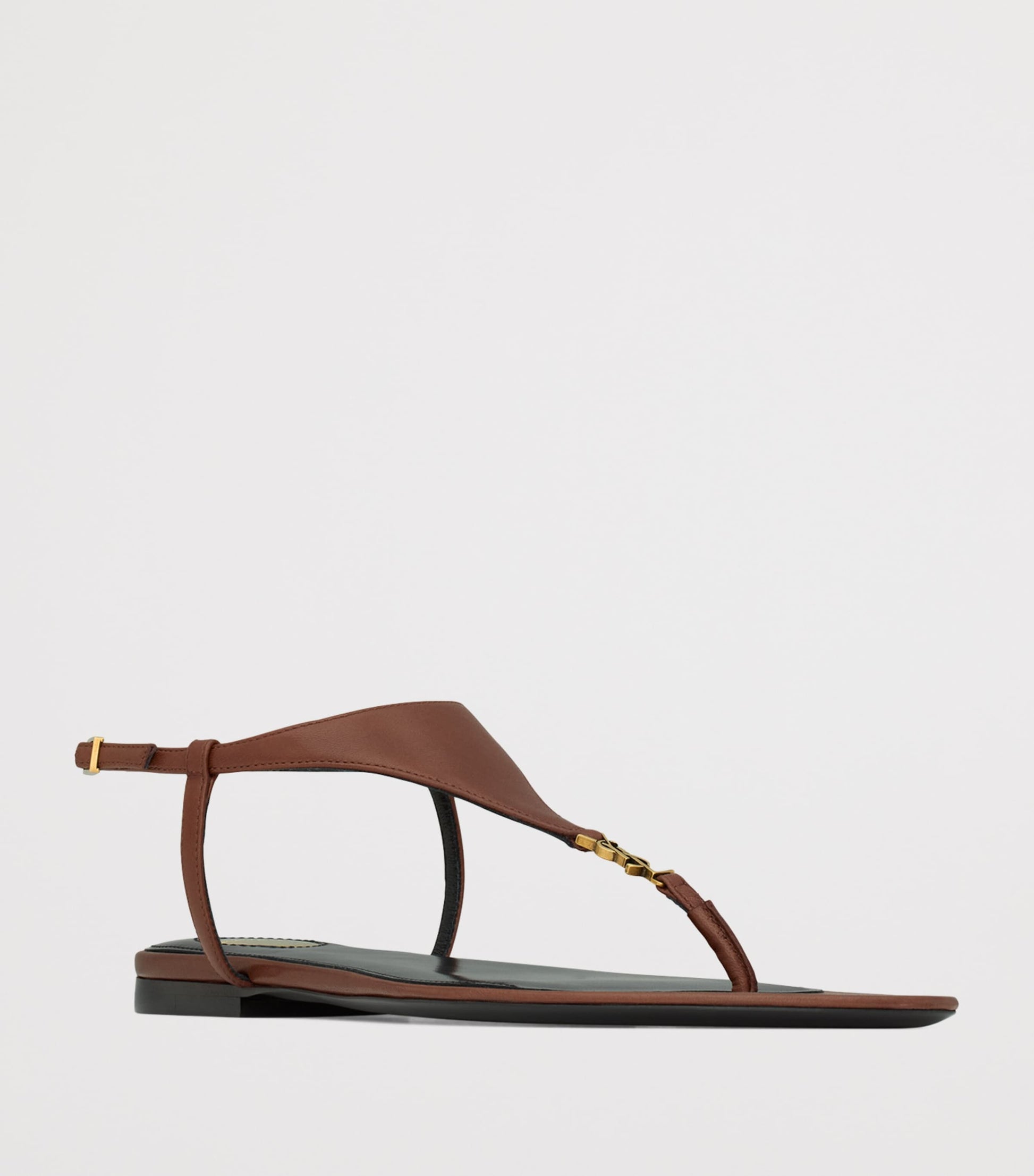 Beige Leather Cassandra Logo Sandals