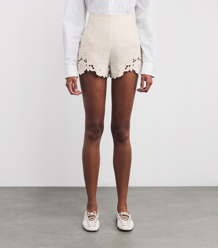 Cult Gaia Ivory Lace-Trim Suni Shorts