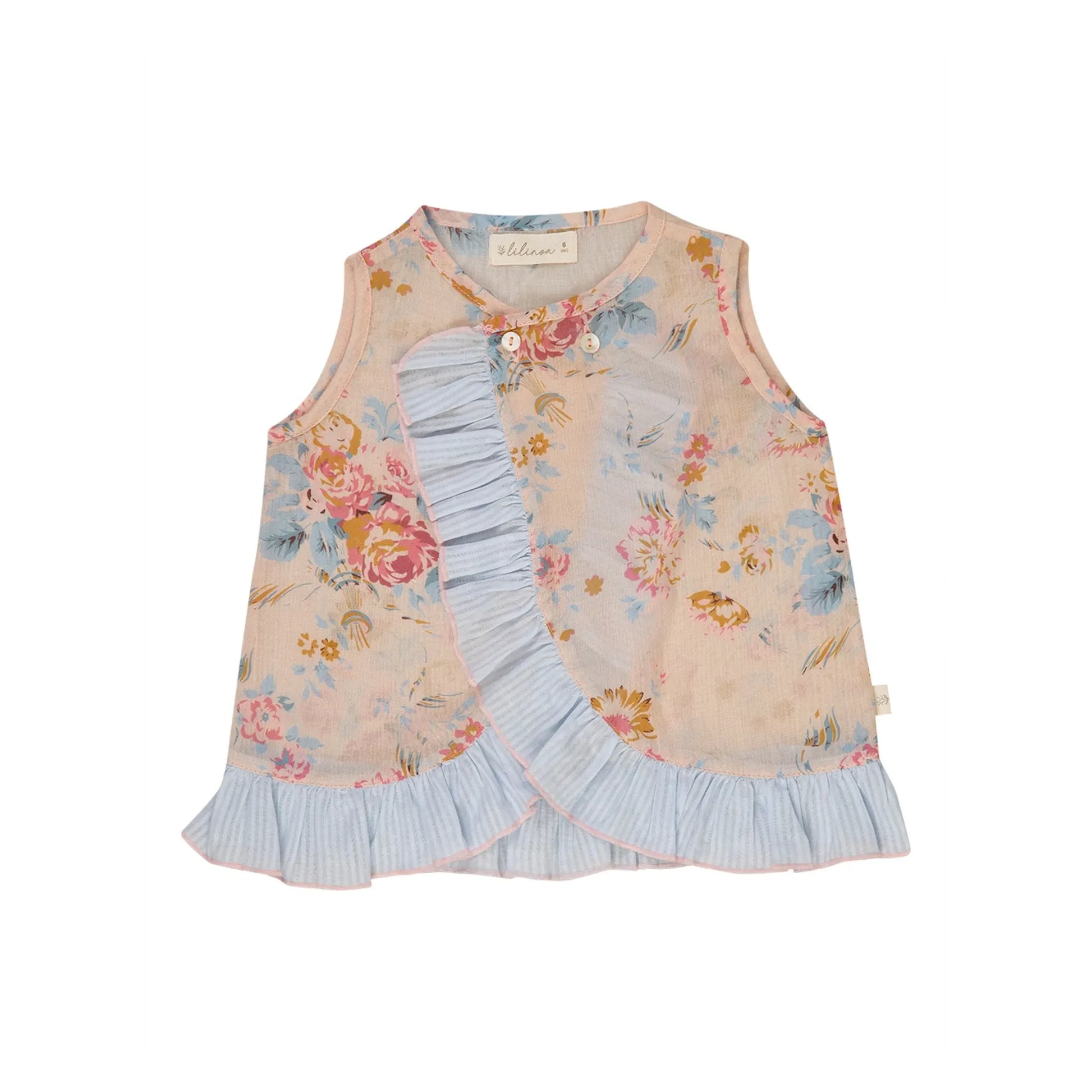 Lilinoa - Top Cache-Cœur Iris Fleuri Voile de Coton | Peach