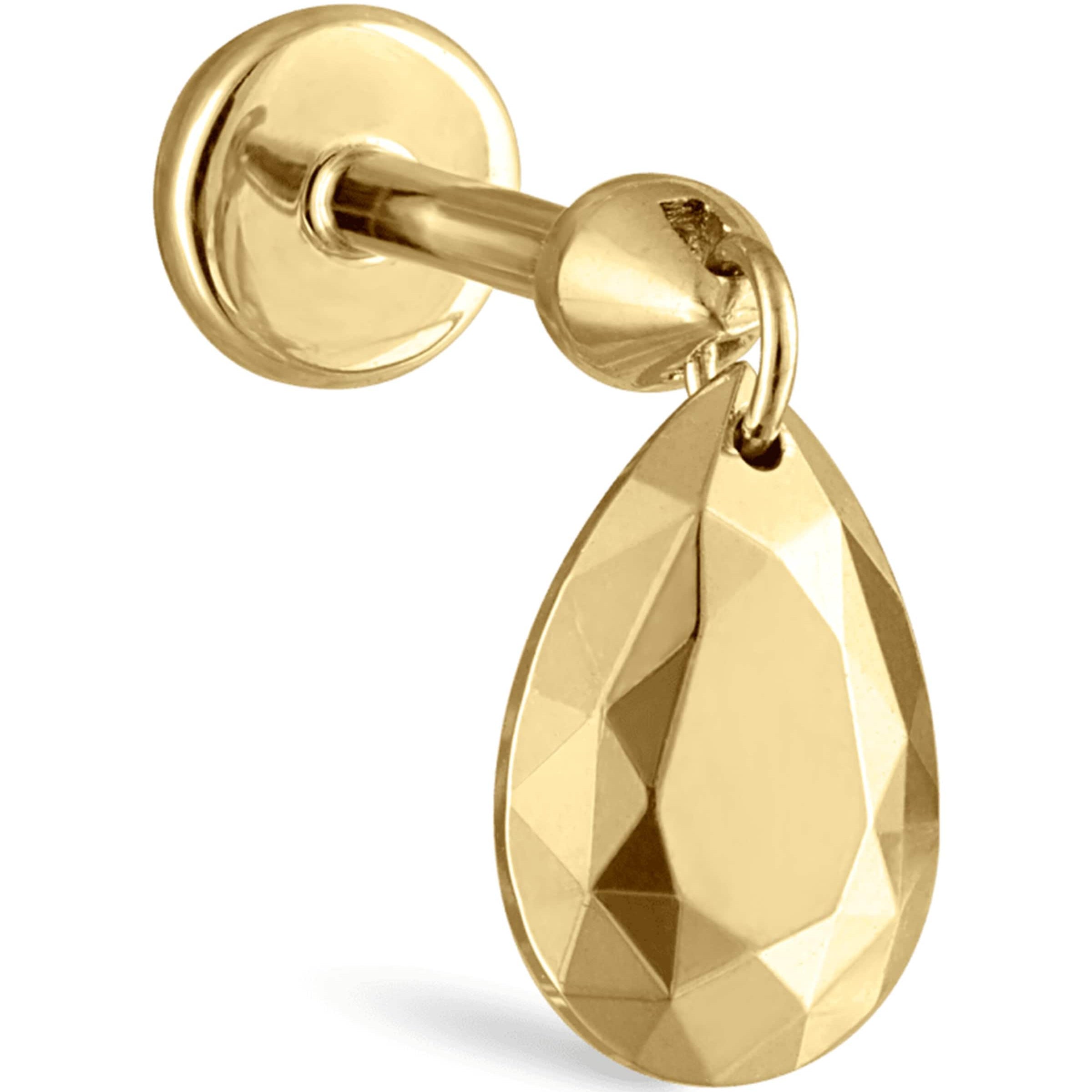Faceted Pear Threaded Charm Earring (6.5mm)