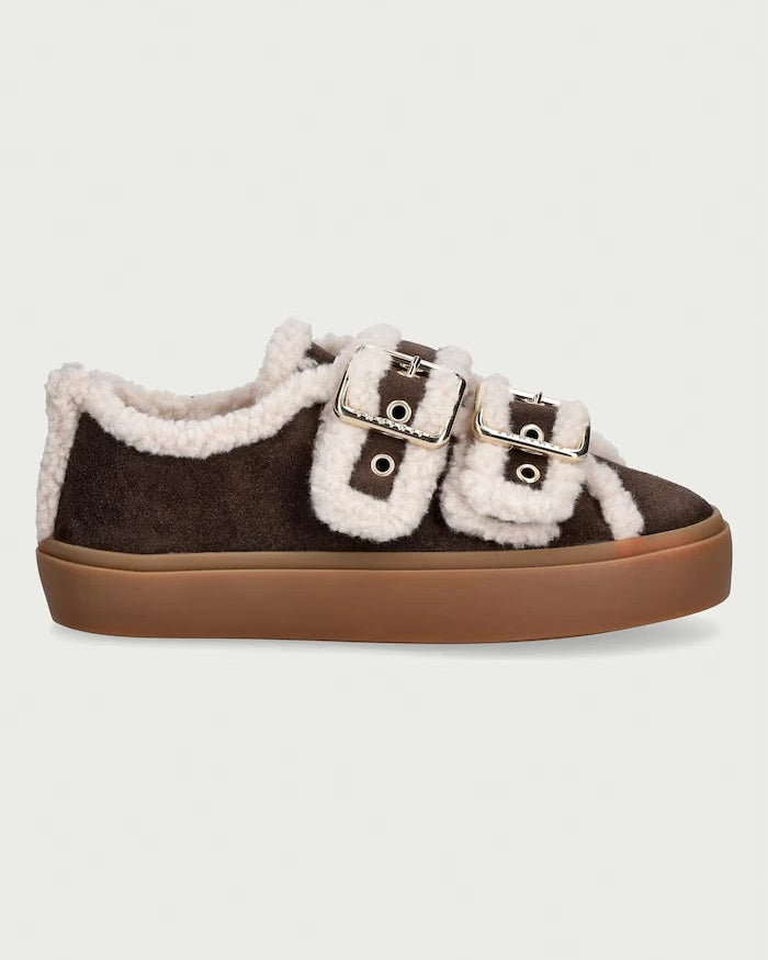 Inuikii Shearling Low Velcro Buckle süet kadın sneaker