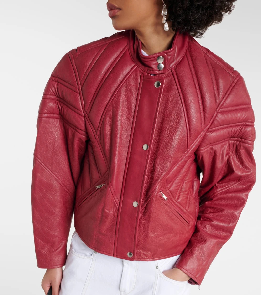Isabel Marant - Padded paneled leather biker jacket