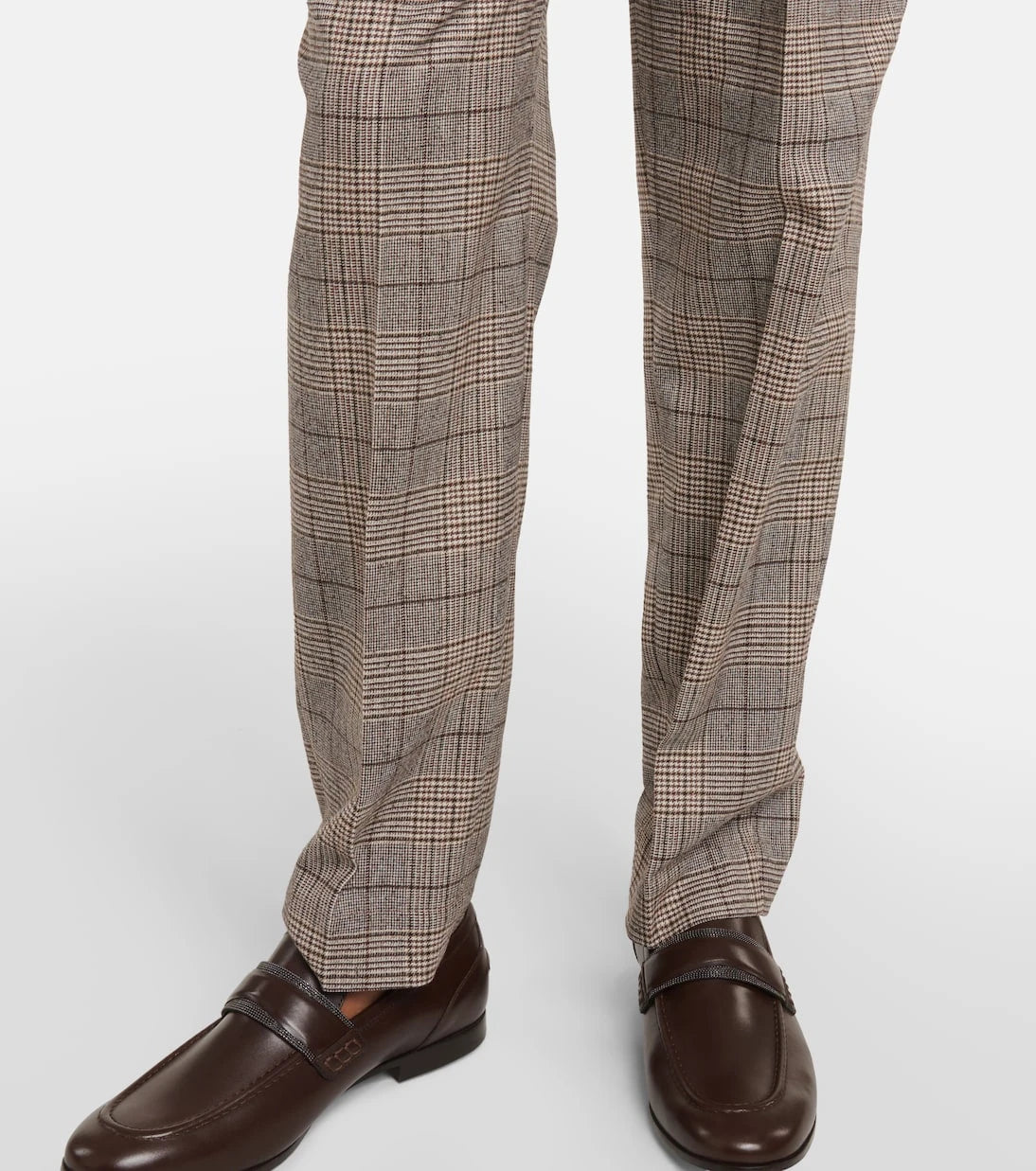 Brunello Cucinelli - بنطلون كاروهات من مزيج الصوف والقطن