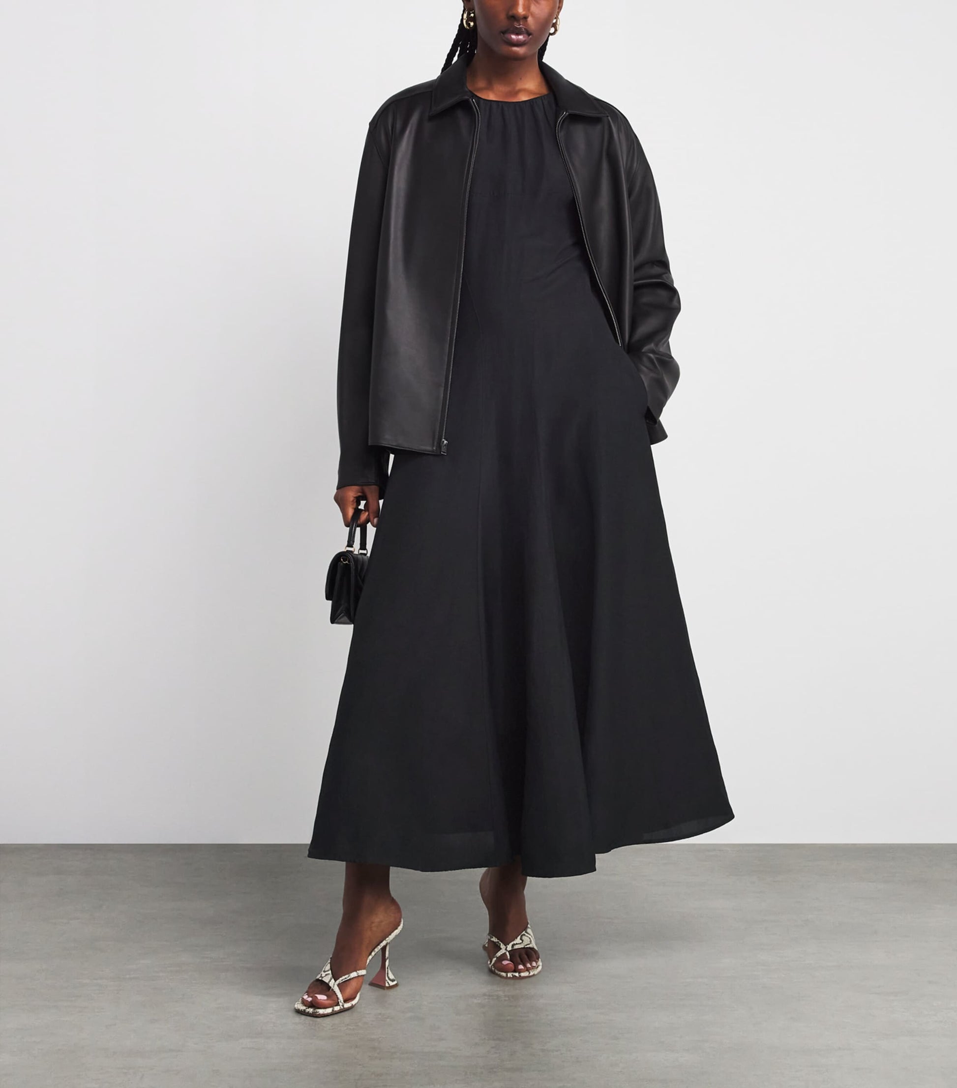 Balloon-Sleeve Midi Dress