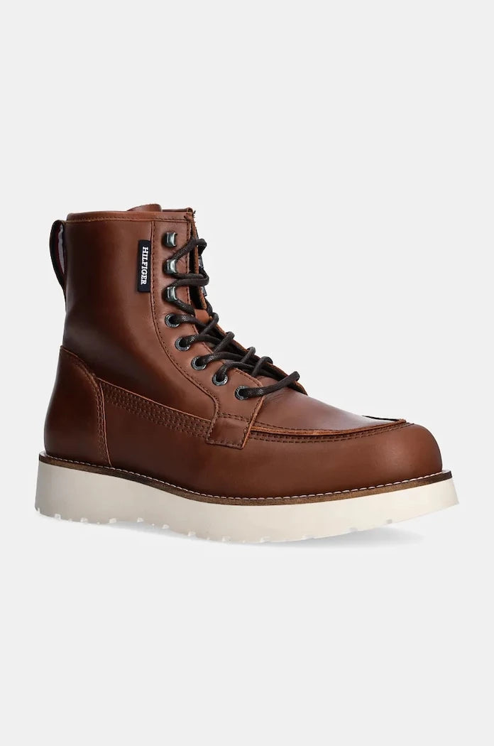 Кожени обувки Tommy Hilfiger TH AMERICAN PREM CHECK LTH BOOT