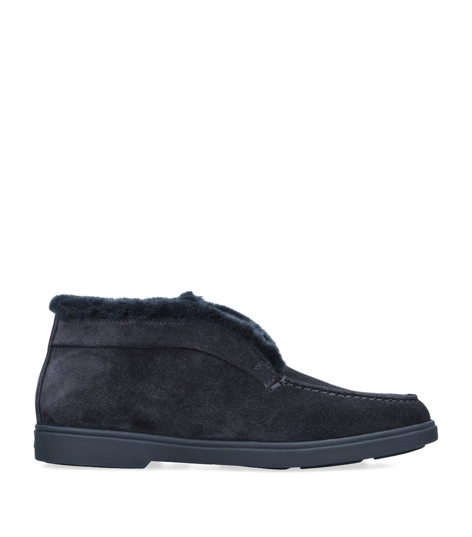 Blue Suede Fortune Ankle Boots