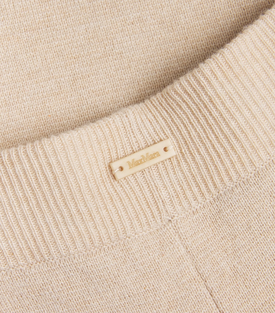 Max Mara Beige Wool-Cashmere Wide-Leg Trousers