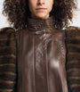 Chloé Brown Leather Fur-Trim Coat