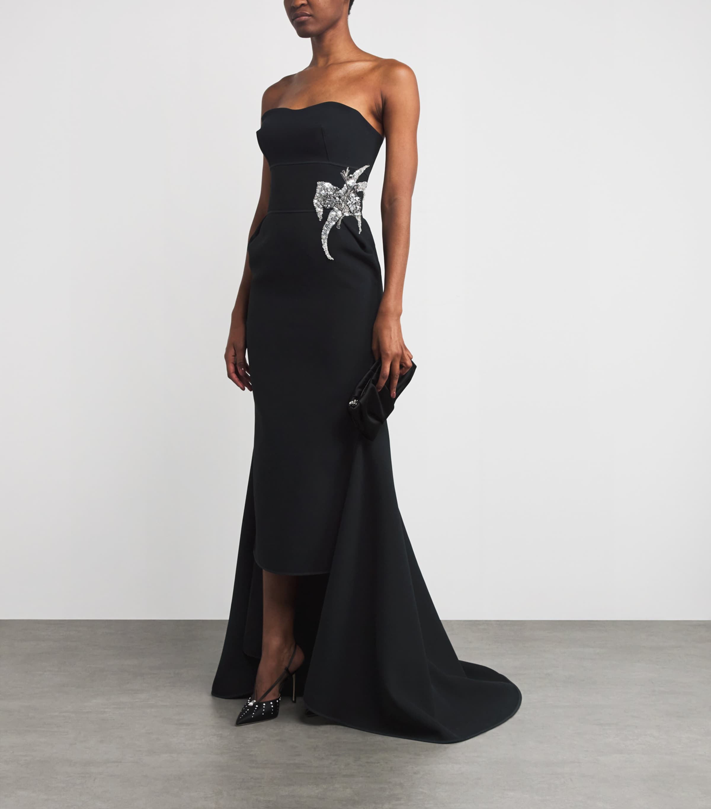 Maticevski Black Crepe Embellished Residence Gown