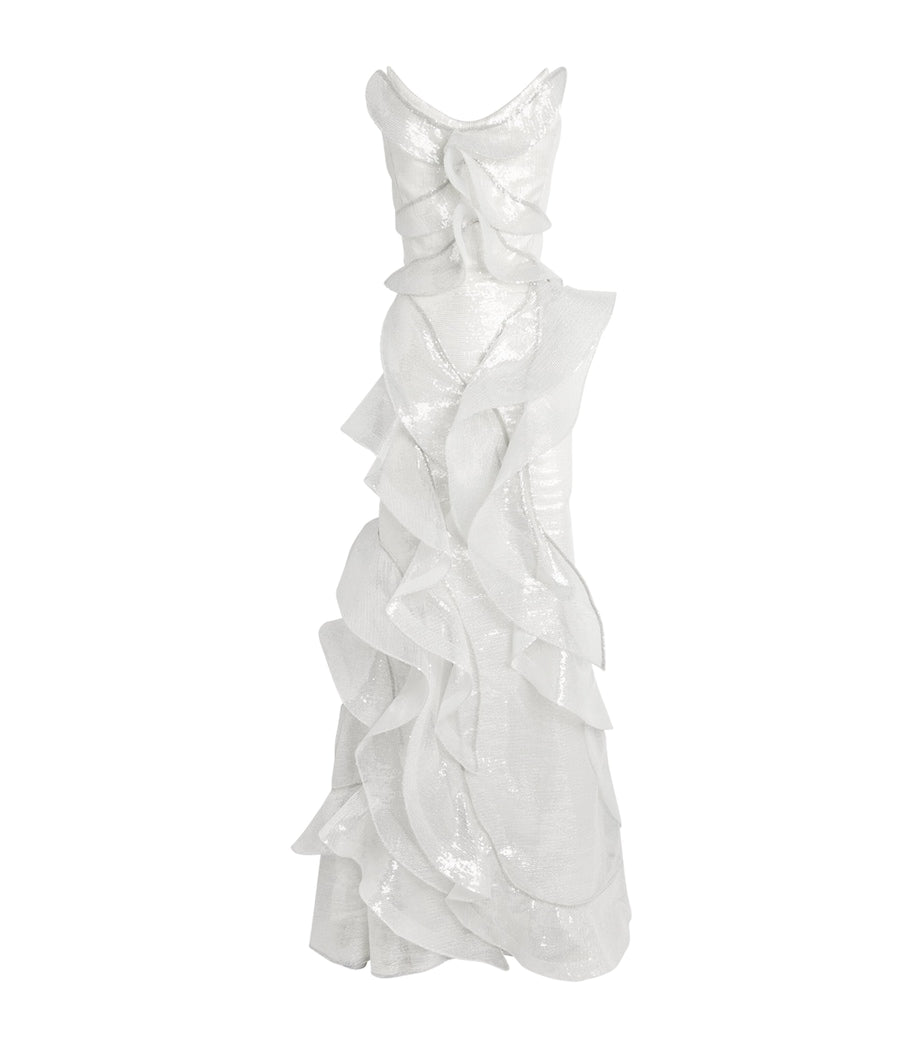 White Sequinned Refraction Gown