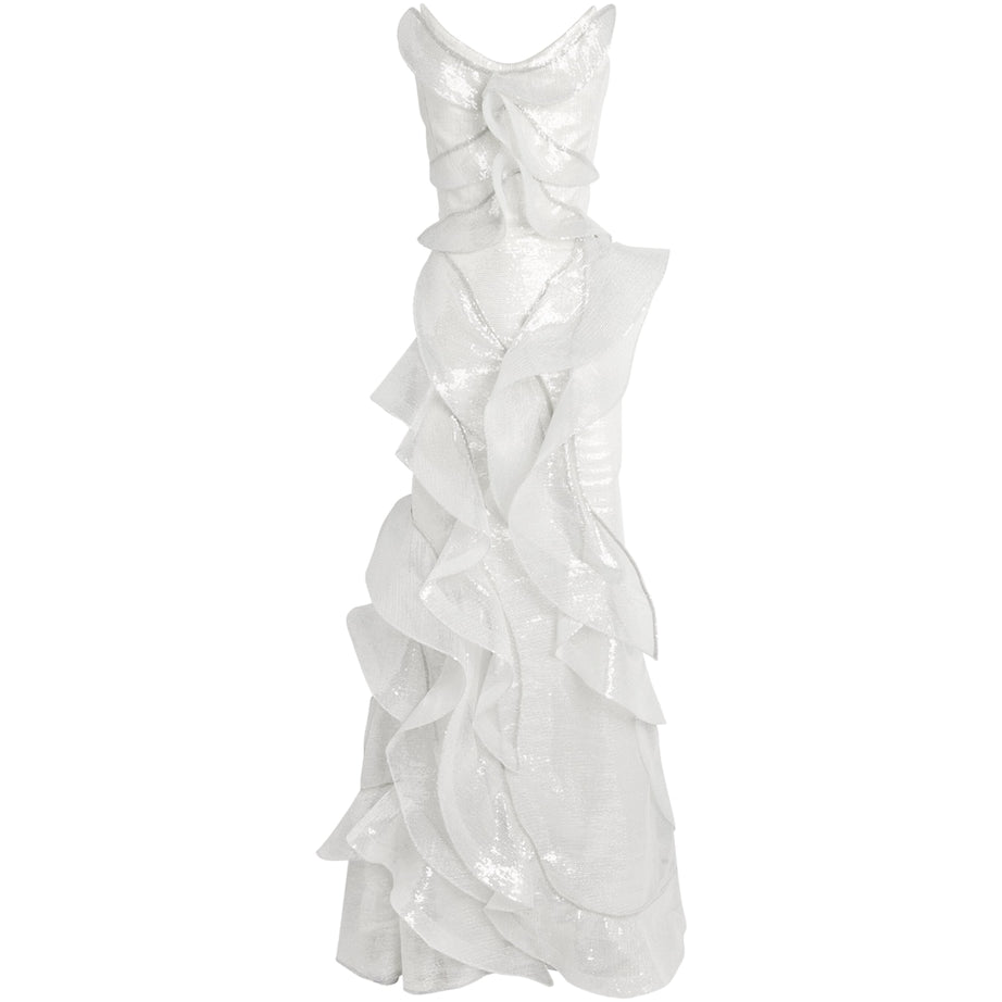 White Sequinned Refraction Gown