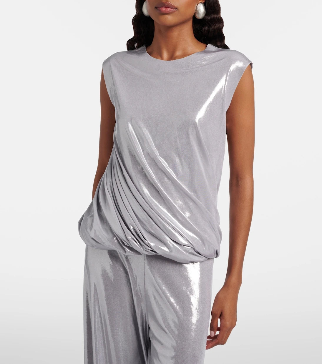 Norma Kamali - Twist metallic-effect top