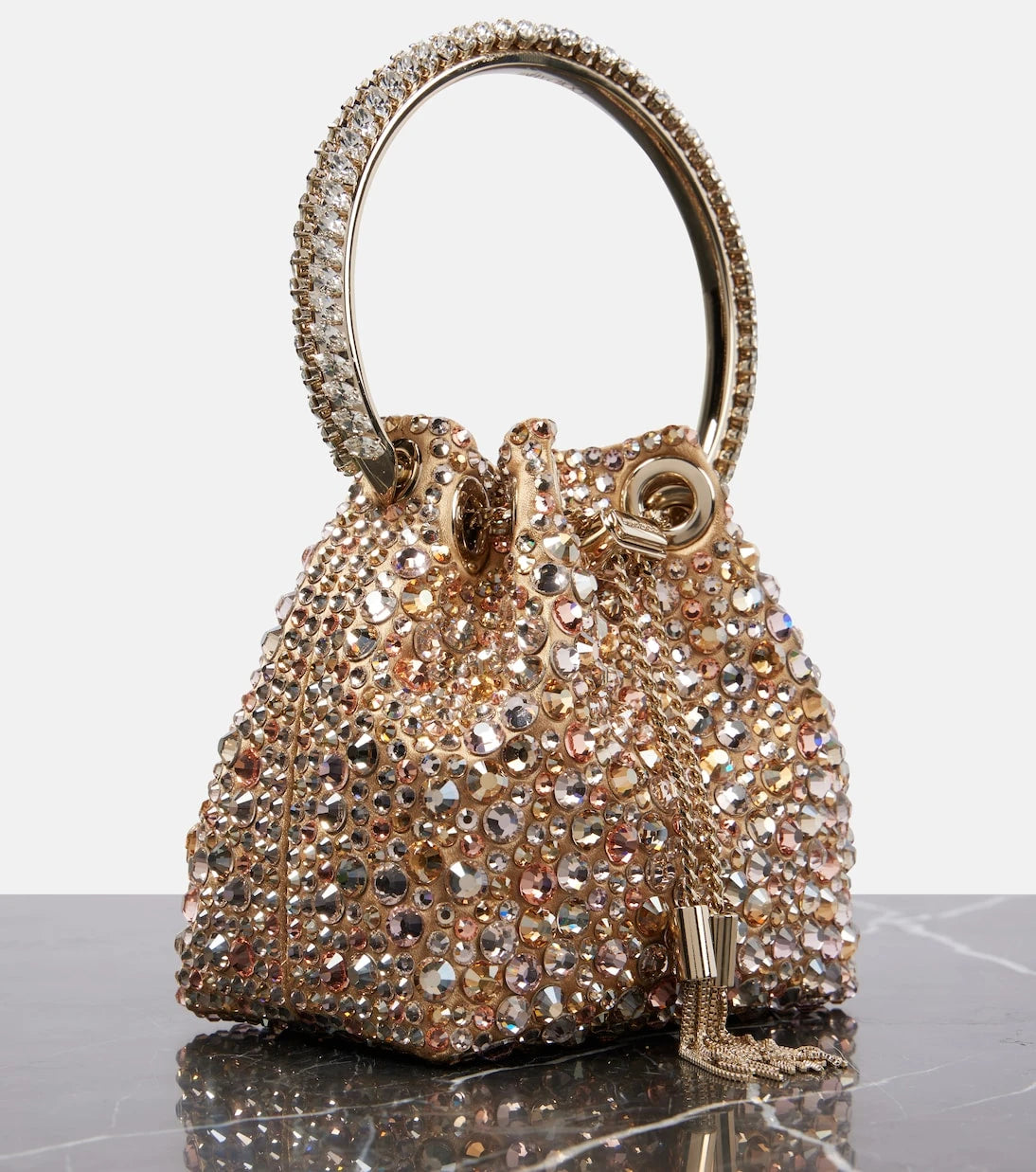 Jimmy Choo - Bon Bon Micro embellished satin bucket bag