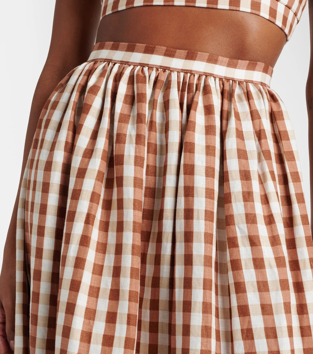 Faithfull - Ida gingham linen midi skirt
