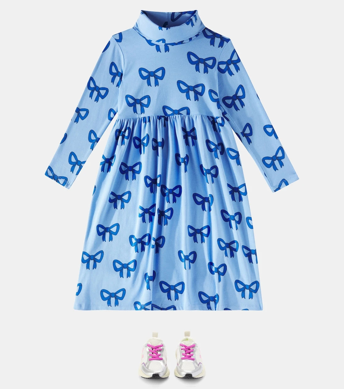 Mini Rodini - Bow turtleneck cotton-blend jersey dress