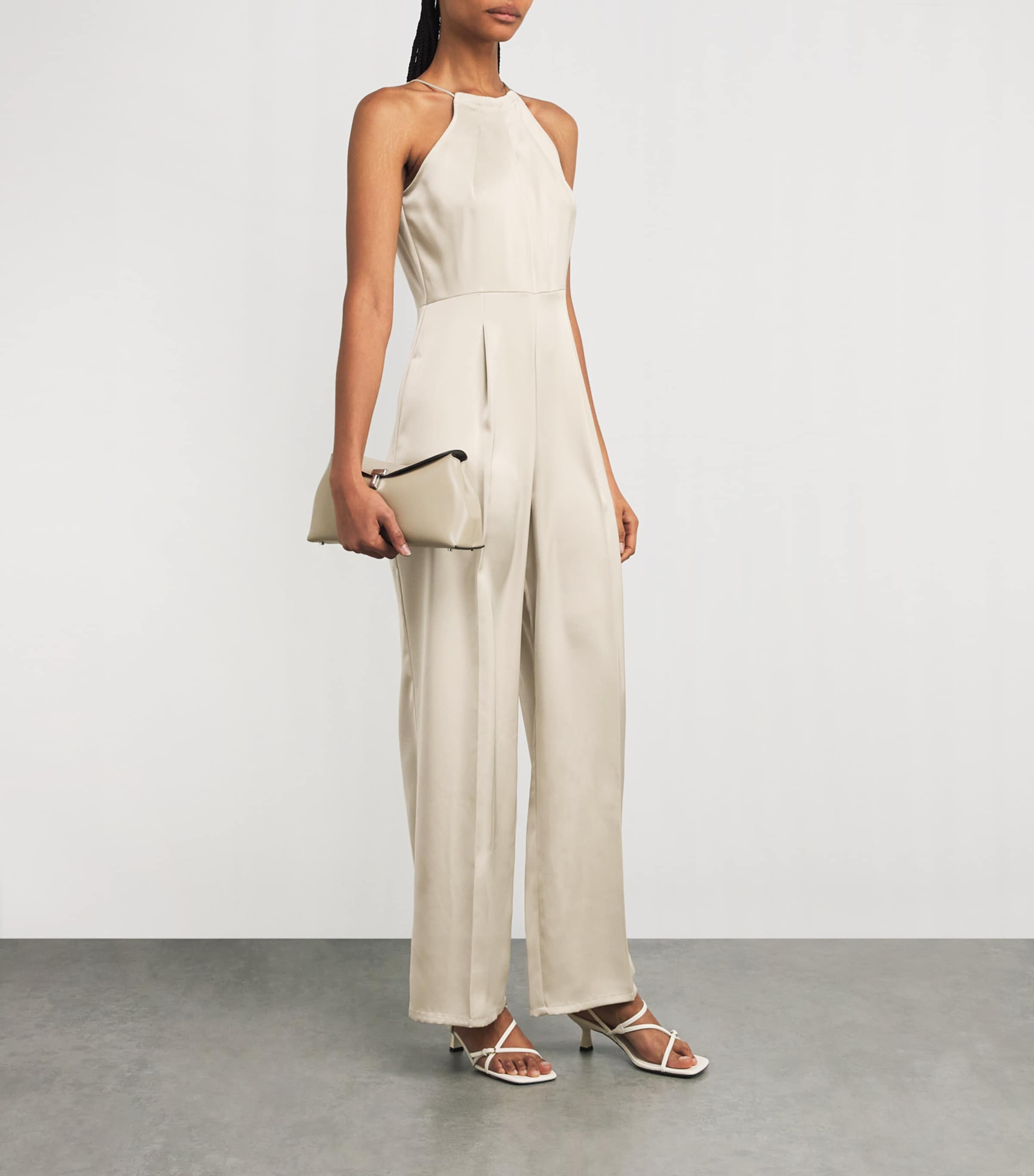 MAX&Co. White Satin Halterneck Jumpsuit
