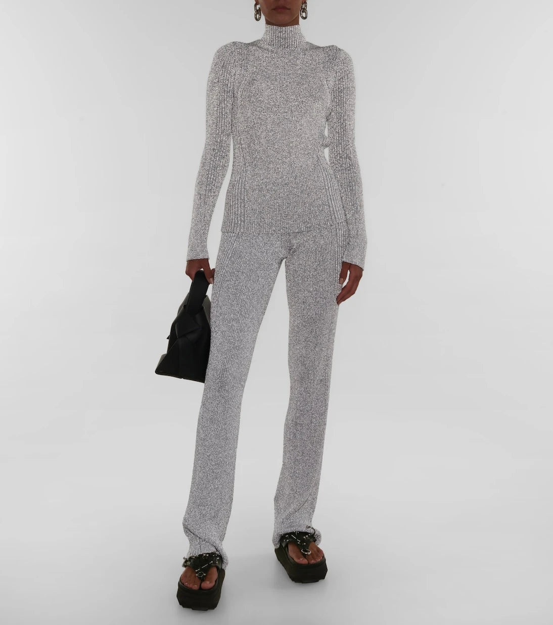 Dion Lee - Ribbed-knit mid-rise flared pants