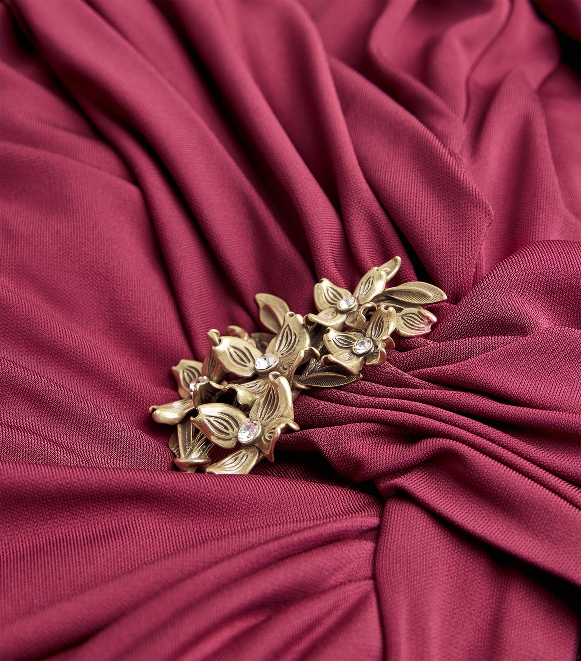 Simkhai Red Draped Embellished Izadora Maxi Dress