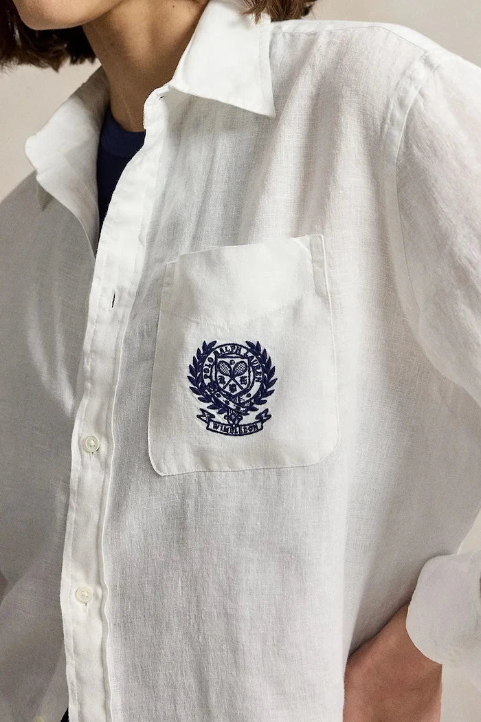 Polo Ralph Lauren риза дамска от лен Wimbledon